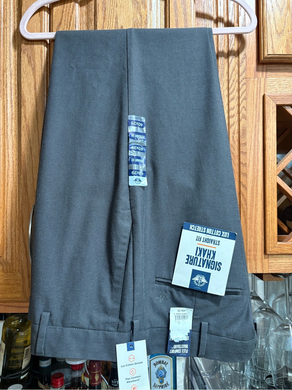 Dockers Signature Khaki Men’s Flat-Front Pants in Charcoal /gray/brown